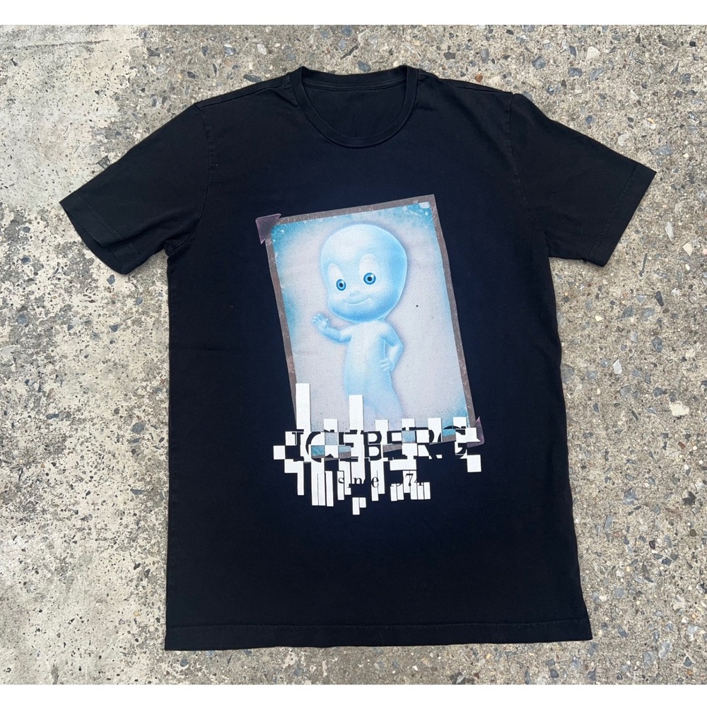 Iceberg Casper Black Round Neck T-Shirt Medium Black